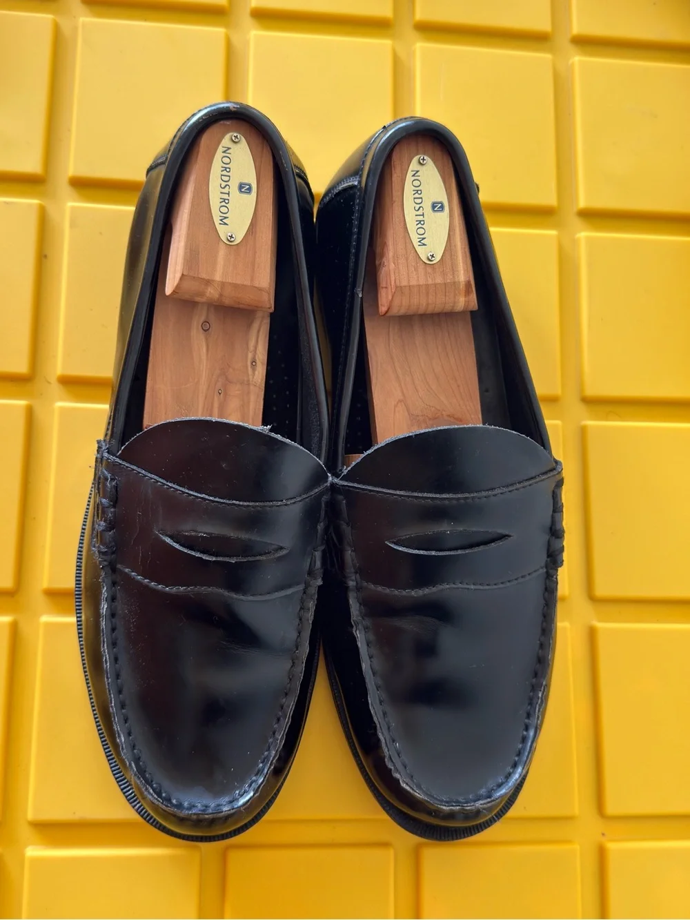 Bass Black Leather Penny Loafers